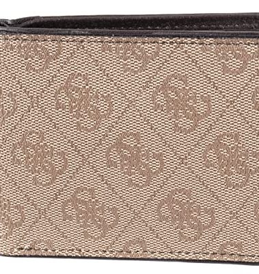 Guess Men's Leather Slim Bifold Wallet, Brown/Brown Logo, One Size
