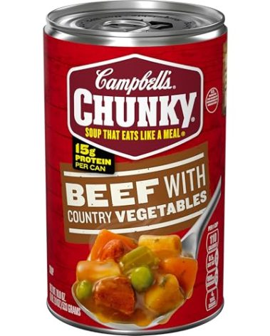 Campbell’s Chunky Soup, Beef Soup with Country Vegetables, 18.8 Oz Can