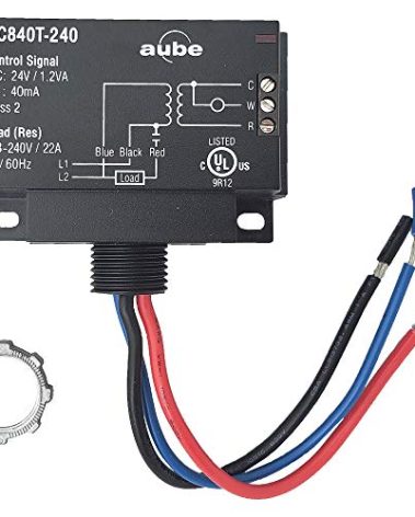 Aube Technologies RC840T-240 On/Off Switching Electric Heating Relay with Built-in 24 V Transformer, Black
