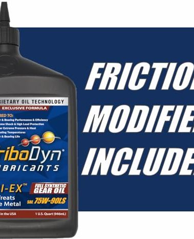 TriboDyn TRI-EX 75W-90 Full Synthetic Gear Oil with Built-in Friction Modifier for Limited Slip Differentials, API GL-5 Compatible - Made in USA (1 Quart, 75W-90)
