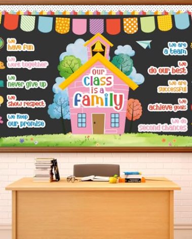 Motivational Bulletin Board Classroom Decorations Our Class is A Family Bulletin Board Set Colorful Positive Affirmation Inspirational Quote Paper Cutouts for Back To School Nursery Chalkboard Supplie