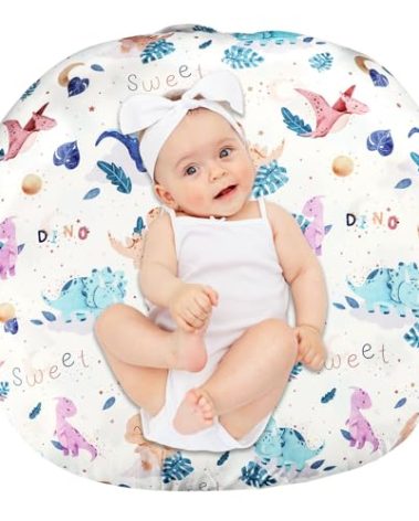Newborn Lounger Cover, Cute Dinosaur Removable Cover Ultra Soft Comfortable Lounger Slipcover Removable Cover for Infant Lounger Pillow (Lounger not Included)