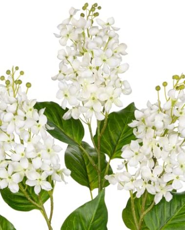Artificial Lilac Flowers 30" Tall – Set of 3 Silk Lilac Flower Stems for Home Decor, Wedding Centerpieces, Faux Floral Arrangements – White Artificial Flowers for Vase, Spring & Farmhouse Décor