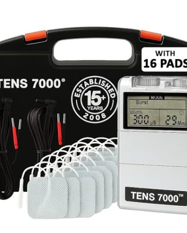 TENS 7000 Digital TENS Unit with Accessories, Includes 16 Pack Electrodes - TENS Unit Muscle Stimulator for Back Pain Relief, General Pain Relief, Neck Pain, Sciatica Pain Relief, Nerve Pain Relief
