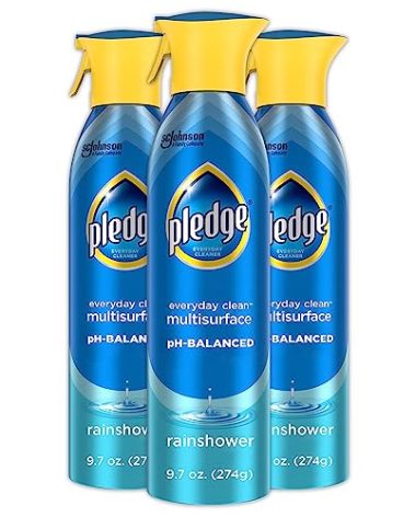 Pledge pH-Balanced Multisurface Spray, Everyday Cleaner, Rainshower Scent, 9.7oz (Pack of 3)