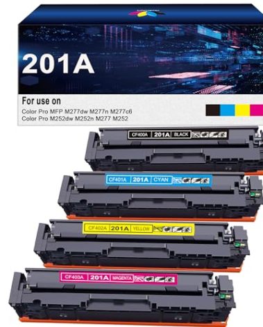 201A Toner Cartridge - Replacement for HP 201A 201X CF400A for Color Laserjet Pro MFP M277dw M252dw M277c6 M252 M277 Printer (Black Cyan Yellow Magenta)