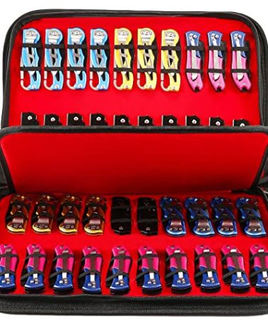 QEES Knife Case,Knife Display Case,Knife Storage,40 Slots Folding Knife Holder Organizer,Butterfly Pocket Knife Carrier,Knives Collection Protector For Men Survival Tactical Outdoor EDC Mini Knife