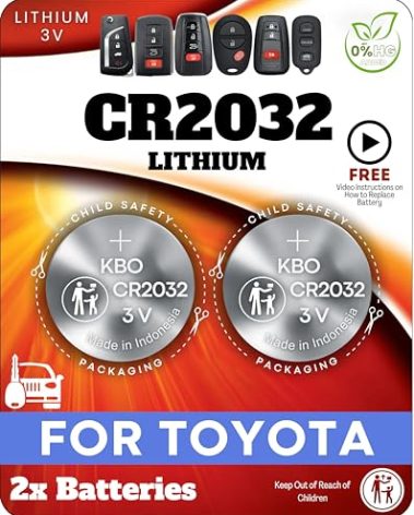 Key Fob Battery for Toyota Replacement Kit - CR2032 3V Lithium Batteries (2-Pack) - OEM-Quality for RAV4, Highlander, Camry, Corolla, Prius & More - Easy Install with Pry Tool