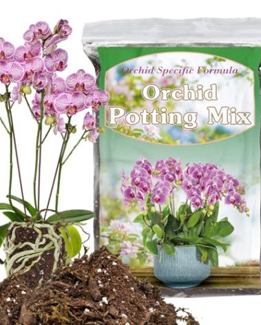 Orchid Potting Mix for Repotting 1 Quart, Mixture of Moss Pine Bark Coco Peat and Perlite, HOUNANG Orchid Bark Potting Mix, Good Drainage