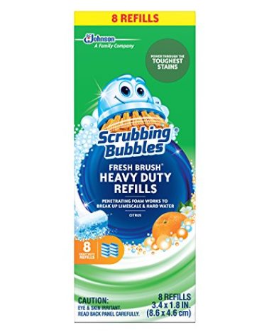 Scrubbing Bubbles Toilet Bowl Wand Cleaner Refills, Fresh Brush Heavy Duty Cleaner Toilet Refill Pads, Removes Limescale & Odors, Citrus Scent, 8 Count (Pack of 1)