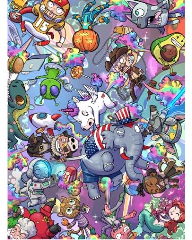TAOZI&LIZHI 1000 Pieces Puzzles for Adult, Rainbow Universe Jigsaw Puzzles, Animal Puzzle Colorful Funny Art Puzzle for Adults Painting, 20 x 27 inches