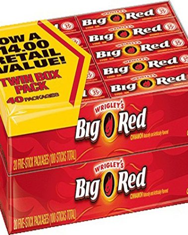 Wrigleys Big Red chewing gum, Cinnamon,40 pack, 5 sticks per pack