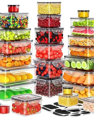 52 PCS Food Storage Containers with Lids Airtight (26 Containers & 26 Lids), Plastic Storage Meal Prep Container-Stackable 100% Leakproof & BPA-Free Organization and Storage Set, Lunch Containers
