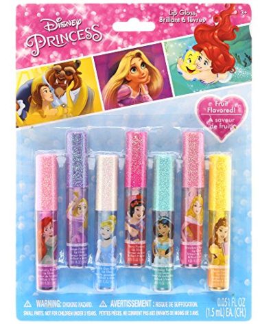 Townley Girl Disney Princess Super Sparkly Lip Gloss Set, 0.05 Fl Oz (Pack of 7)