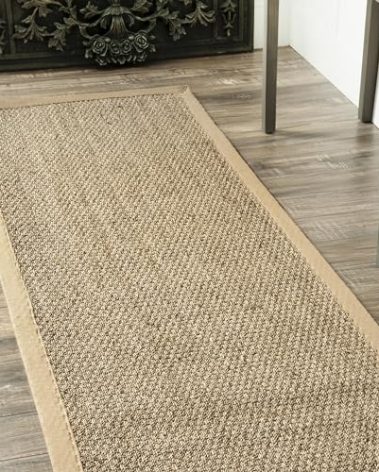 nuLOOM 2x6 Elijah Seagrass Area Rug, Beige, Solid Farmhouse Style, Cotton Bordered, Basketweave, Natural Fiber, For Bedroom, Dining Room, Living Room, Hallway, Office, Kitchen, Entryway
