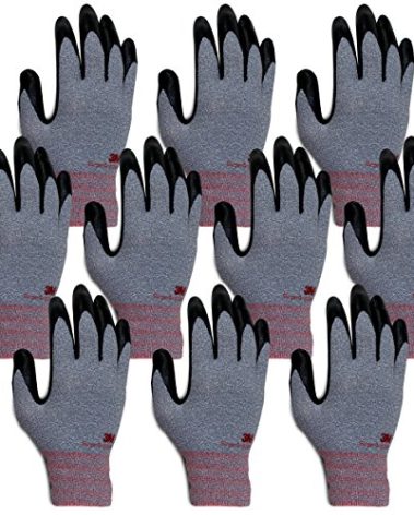 3M Super Grip 200 All Day Comfort Nitrile Foam Coated Work Gloves-10 Pairs (Large, Gray)