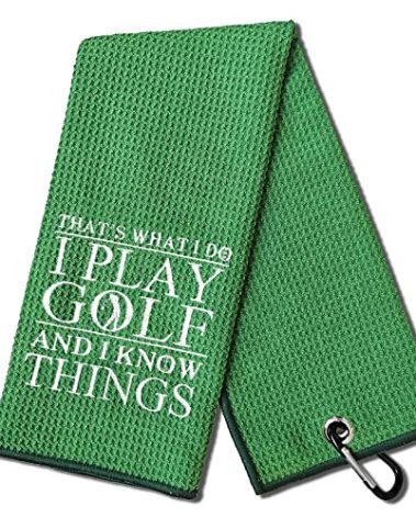 DYJYBMY 'That's What I Do' Golf Towel - Embroidered Green Towel for Golf Bags with Clip, Gift for Men, Birthday Gift for Golf Fans, Retired Coworker