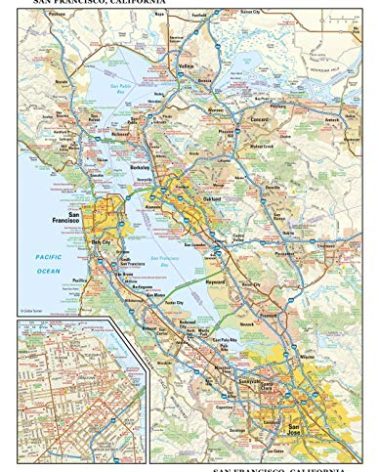 San Francisco, California Wall Map, large - 22.75" x 29" Laminated