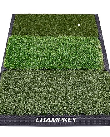 CHAMPKEY Professional Tri-Turf Golf Hitting Mat | Heavy Duty Rubber Backing Practice Mat Ideal for Indoor and Outdoor Training