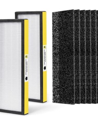 Nisreen AC4825 HEPA Filter B Replacement Compatible with Guardian FLT4825 Filter B, for 22" Air Pu-rifier Models AC4825E AC4825 AC4300 AC4900CA AP2200CA, 2 HEPA and 6 Pre-Filter