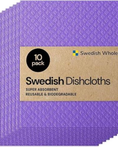 Swedish Wholesale Swedish DishCloths for Kitchen- 10 Pack Reusable Paper Towels Washable - Eco Friendly Cellulose Sponge Microfiber Dish Cloths - Kitchen Essentials - Purple