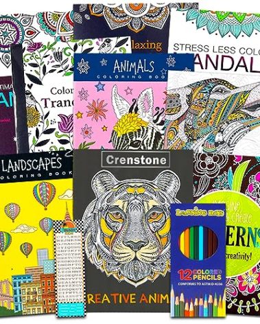 10 Pack Adult Coloring Book Super Set - Bundle with 10 Adult Coloring Books for Women, Men Featuring Mandalas and More | Advanced Coloring Books Bulk