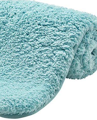 GORILLA GRIP Premium Luxury Bath Rug, 60x24, Absorbent, Soft, Thick Shag, Plush Bathroom Mat Rugs, Machine Washable, Microfiber Quick Dry, Mats for Shower, Bathtub and Floor Accessories, Spa Blue