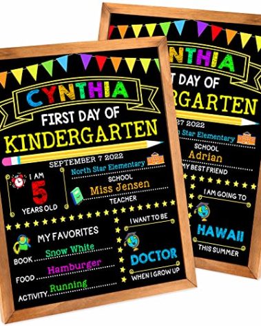 First Day of School Sign - First Day of School Board - 14 X 11 Inch Double-Sided, First & Last Day of School Chalkboard with Frame for Kid, Back to School Supplies for Preschool Kindergarten 1st Grade