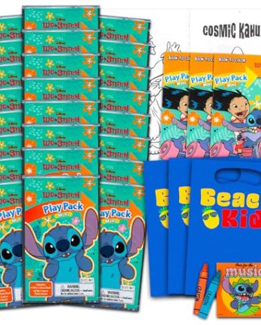 Bendon Disney Lilo and Stitch Mini Party Favors Set for Kids - Bundle with 24 Mini Stitch Grab n Go Play Packs with Coloring Pages, Stickers and More (Lilo and Stitch Birthday Party Supplies)