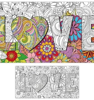 Giant Mandala Coloring Posters 50" x 25" Jumbo Love Mandala Coloring Posters for Kids Teens Adults Large Mandala Coloring Tablecloth Huge Art Craft Activity for Home Classroom Party Supplies Favor