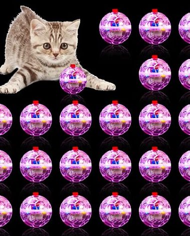 MVNIHEK 24 Piece Light Up Cat Balls Ghost Hunting Equipment, Indoor Motion-Activated Magic Cat Ball, Plastic Glowing Pet Toys