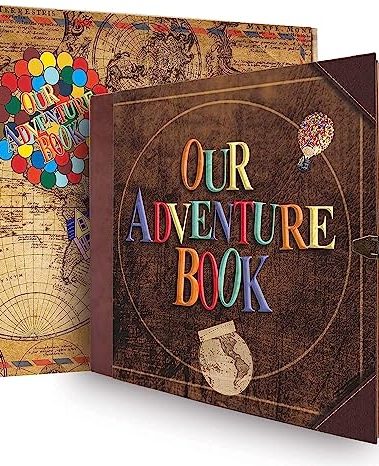 JIMBON Our Adventure Book Scrapbook Photo Album Retro Style Embossed Letter Cover Travel Diary Journal Scrap Book Kit For Couples,Memory Book For Anniversary Wedding