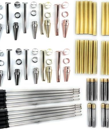 Slimline Pen Kit for Wood Turning || 10 Pack with Multiple Finishes || 7mm Twist Pen Kit