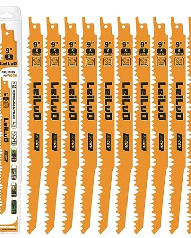 LEILUO 9-Inch Wood Pruning Reciprocating Saw Blades 10 Piece CRV Sawzall Blades 5 TPI with Storage Box