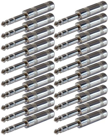 GLS Audio 1/4 inch Plugs for Patch Cables, Balanced Cables, Snakes - TRS Male Stereo 1/4 Inch Phono 6.3mm Phone Plug Bulk - Pack of 20