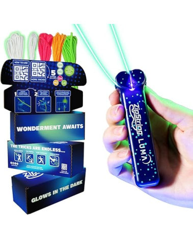 ZipString Luma - The Patented Glow-in-The-Dark Toy That Flies a Loop of String, Creates Endless Shapes and Tricks Built-in LED for Glowing Fun. Perfect STEM Gift for Kids & Adults. Wonderment Awaits