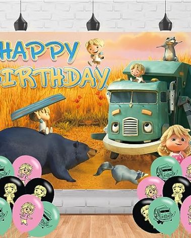 Trash Truck Birthday Party Backdrop, Decoration, and Banner - Photo Background Props for Boys and Girls - 5x3ft