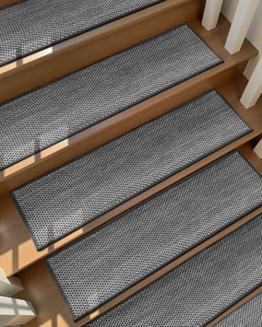 Deerly Linen Stair Treads Non Slip 10pcs Comfortable Stair Runner for Wooden Steps Peel and Stick Stairs Carpet Treads Indoor Staircase Covers Mat with Self-Adhesive Backing 8"X30" Black White