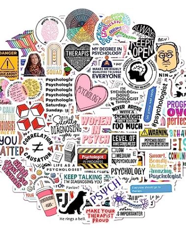 BulbaCraft Psychology Stickers (100Pcs), Funny Vinyl Decals for Laptop, Therapy Gifts, Psychologist Stickers for Women & Men, Waterproof, Reusable