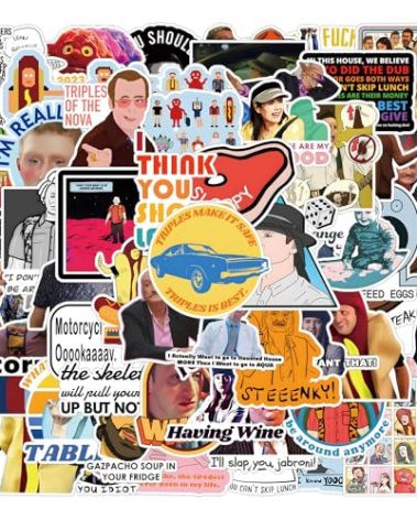 63Pcs I Think You Should Leave Stickers Pack, Cute Cartoon Vinyl Waterproof Sticker Decals for Water Bottle, Laptop, Phone, Scrapbooking, Journaling Choice for Adults for Party Supply Decor