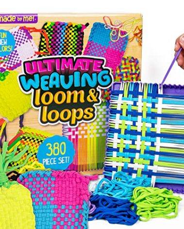 Made By Me Ultimate Weaving Loom, Includes 378 Craft Loops & 1 Weaving Loom with Tool, Makes 25 Projects, 9 Rainbow Colors of Weaving Loops, Hook & Loop Potholder Kit, DIY Weaving Kit