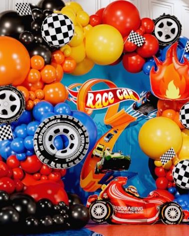 ALL-IN-1 Race Car Balloon Arch Kit with BONUS Flame & Race Car for Hot Wheels Birthday Decorations - Monster Truck Balloons for Hot Wheels Party Decorations - Hot Wheels Balloons, Monster Truck Party