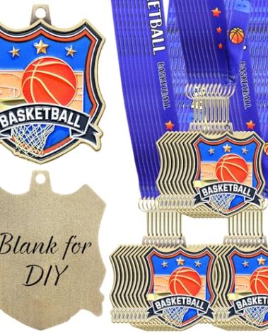 Loetere 36 Pcs 12/24/36 Pcs 2.56" Award Medals Bulk with Neck Ribbon Sport Winner Medal Trophy for Team Tournaments Prize Participation Competitions School Match Party Favors (Basketball)