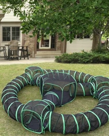 Pawtenda Outdoor Cat Enclosures, 10 in 1 Cat Tent with Tunnels for Outside, Large Space Catio Outdoor Pet Enclosure for Indoor Kitty, Enclosed Pet Playpen