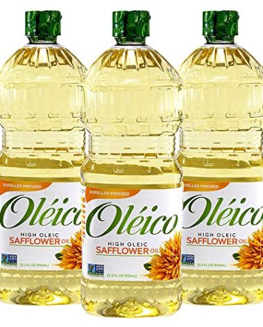 Oleico - High Oleic, Non GMO Certified, Kosher Verified, Expeller Pressed, High Heat Stable Safflower Oil, Bottle of 32.3 fl oz (Pack of 3)