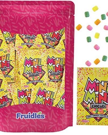 Fruidles Mixed Fruit Flavors Mini Chiclets Gum, Square Chicle Gum Tabs, Crunchy Candy Coated Gum, Candy Buffet Treats, Gluten-Free (12-Pack)