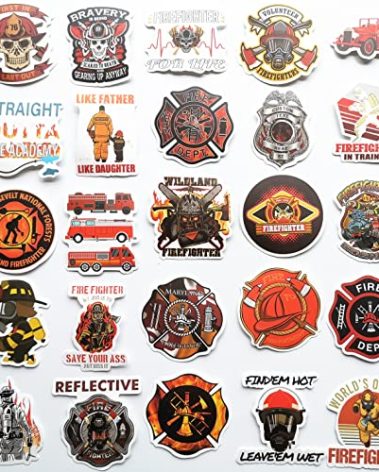HiroKun 50Pcs Fireman Sticker for Helmet Wildland Firefighter Decal Funny Firefighter Helmet Stickers Pack