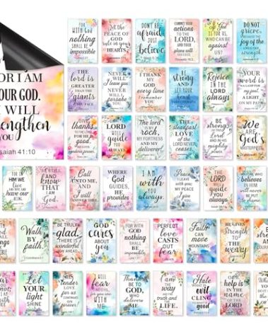 Blosssound 50 Pcs Inspirational Christian Magnets Bulk with Bible Verses Religious Refrigerator Magnet Motivational Quotes Fridge Scripture VBS Gifts for Back to School Locker Decor (Floral Style)