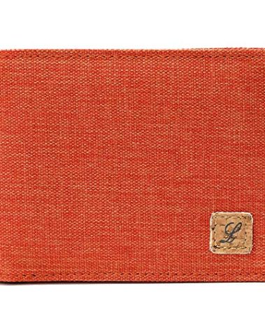 Lanyani Fabric Wallet Bifold RFID Blocking For Boys Children Men Minimalist Thin Small Slim (Orange)
