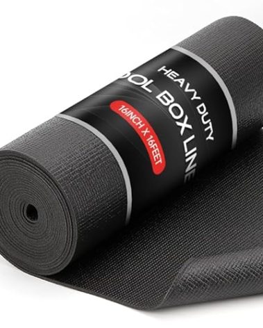 Professional Tool Box Liner 16” x 16 ft, Heavy Duty Tool Box Foam 3mm Thick to Protect Tools and Box, Grid-Line Non Slip Toolbox Drawer Liners Shelf Mat for Workbench, Cabinet, Shelves, Garage (Black)